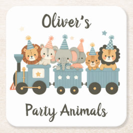 Porta-copo De Papel Quadrado Animais de Festa Fofos no Trem Personalizado