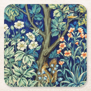 Porta-copo De Papel Quadrado Animais e Flores, Floresta, William Morris