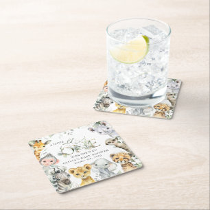 Porta-copo De Papel Quadrado Animais Selvagens, Safari, Selvagem Um, Chá de fra