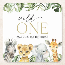 Porta-copo De Papel Quadrado Animais Selvagens, Safari, Selvagem Um, Primeiro A