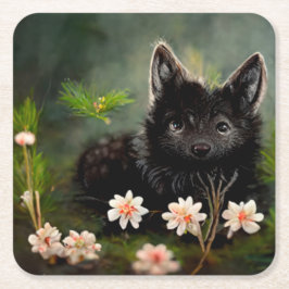 Porta-copo De Papel Quadrado Animal floral selvagem