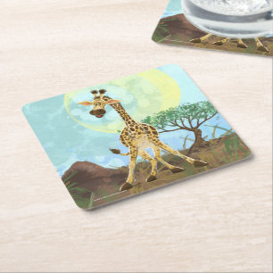 Porta-copo De Papel Quadrado Animal Parade Giraffe