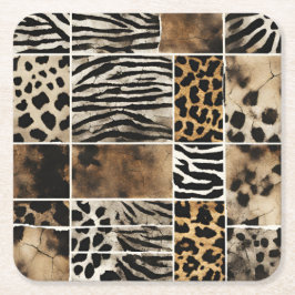 Porta-copo De Papel Quadrado Animal Print - Paper Coasters 