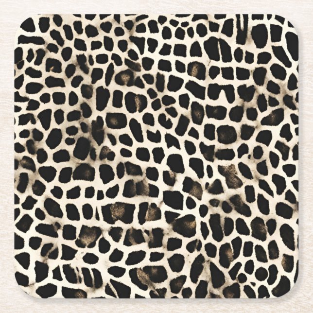 Porta-copo De Papel Quadrado Animal Print - Paper Coasters  (Frente)