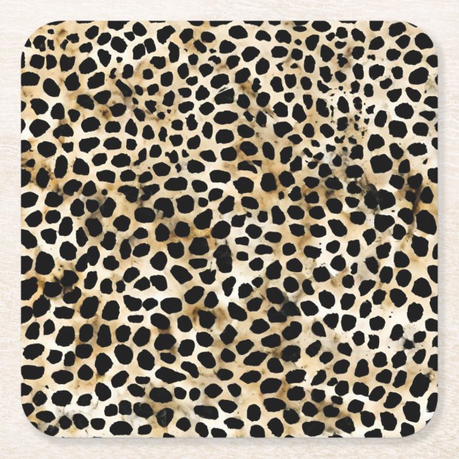 Porta-copo De Papel Quadrado Animal Print - Paper Coasters  (Frente)