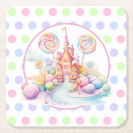Porta-copo De Papel Quadrado Aniversário Caprichoso de Aquarela Pastel Candylan
