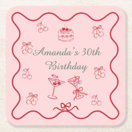 Porta-copo De Papel Quadrado Aniversário Cereja no Topo