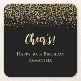 Porta-copo De Papel Quadrado Aniversário com brilho na impressão do Leopardo Do