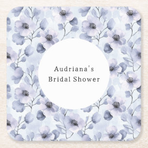 Porta-copo De Papel Quadrado Aniversário das Flores Roxas bonito