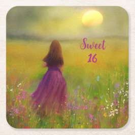 Porta-copo De Papel Quadrado Aniversário de 16 anos