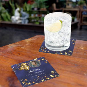 Porta-copo De Papel Quadrado aniversário de 40 anos marinho - fotografia de est