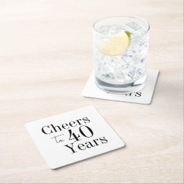 Porta-copo De Papel Quadrado aniversário de 40 anos para 40 anos Festa Branca N