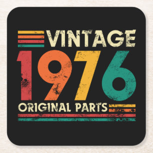 Porta-copo De Papel Quadrado Aniversário de 50 anos Vintage 1976