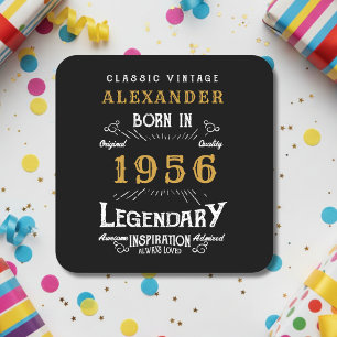 Porta-copo De Papel Quadrado Aniversário de 70 anos Personalizado 1956 Lenda Vi