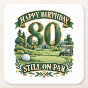 Porta-copo De Papel Quadrado Aniversário de 80 anos de Golfe