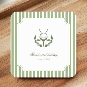 Porta-copo De Papel Quadrado Aniversário de Adulto de 30 anos Golf Green Thir-T