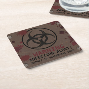 Porta-copo De Papel Quadrado Aniversário de Apocalipse Zumbi   Biohazard Hallow