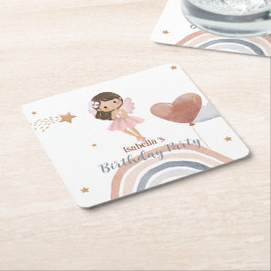 Porta-copo De Papel Quadrado Aniversário de Balão Meninas Afro Anjo Pequenino F