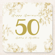 Aniversário de casamento dourado vintage com scrip