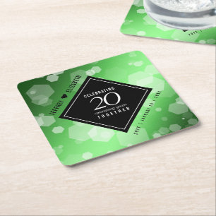 Porta-copo De Papel Quadrado Aniversário de Casamento Elegante de 20 Emerald