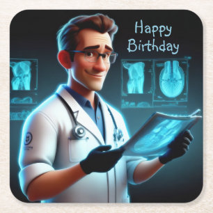 Porta-copo De Papel Quadrado Aniversário de Radiologista