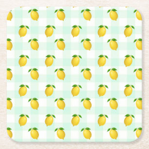 Porta-copo De Papel Quadrado Aniversário de Verão com Limão Cítrico