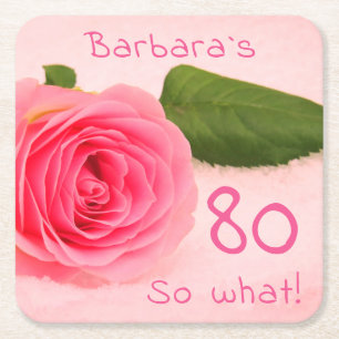Porta-copo De Papel Quadrado Aniversário do 80 Inspirador Rosa Rosa Rosa Rosa