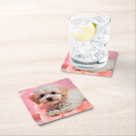 Porta-copo De Papel Quadrado Aniversário do Cachorro Vamos Fazer uma Festa