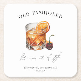 Porta-copo De Papel Quadrado Aniversário do Coquetel "Velha Moda"