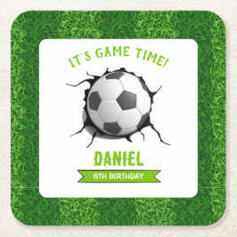 Porta-copo De Papel Quadrado Aniversário do Futebol