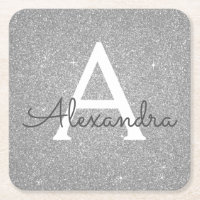Aniversário do Luxury Silver Glitter & Sparkle Mon