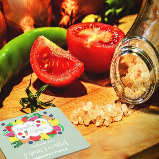 Porta-copo De Papel Quadrado Aniversário do Mercado de Fazendeiros Cultivados L (Criador carregado)