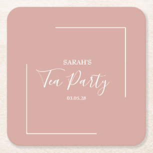 Porta-copo De Papel Quadrado Aniversário do Partido Elegante Blush Tea