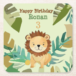 Porta-copo De Papel Quadrado Aniversário do Pequeno Príncipe Leão
