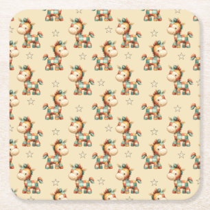 Porta-copo De Papel Quadrado Aniversário do Pônei Remendado Giddy-Up