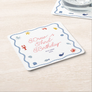 Porta-copo De Papel Quadrado Aniversário dos Meninos Costeiros