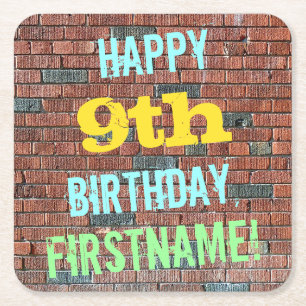 Porta-copo De Papel Quadrado Aniversário inspirado grafites da parede de tijol