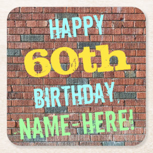 Porta-copo De Papel Quadrado Aniversário inspirado grafites da parede de tijol