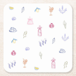 Porta-copo De Papel Quadrado Aniversário Minimalista Italiano Fofo
