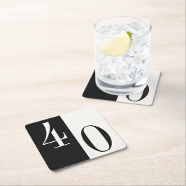 Porta-copo De Papel Quadrado Aniversário Minimalista Preto e Branco com Idade P