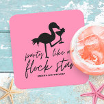 Porta-copo De Papel Quadrado Aniversário Tropical do Flamingo Flamingo<br><div class="desc">Fiquem presos com seus amigos e família para comemorar seu aniversário! Os festivos e divertidos panos de papel exibem tipografia negra com um flamingo segurando um coquetel, e uma legenda de "festas como estrelas de rebanho" em um fundo rosa-quente. Perfeito para a praia e festas de aniversário adultas com temas...</div>