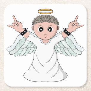 Porta-copo De Papel Quadrado Anjo Amorador de Música Pesada