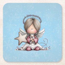 Porta-copo De Papel Quadrado Anjo de Natal Caprichoso