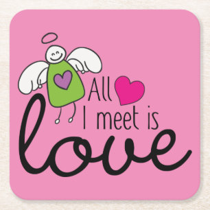 Porta-copo De Papel Quadrado Anjo Engraçado - Tudo Que Conheço É Amor 1