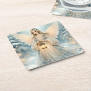 Porta-copo De Papel Quadrado Anjo Lanterna Celestial de Inverno da Graça