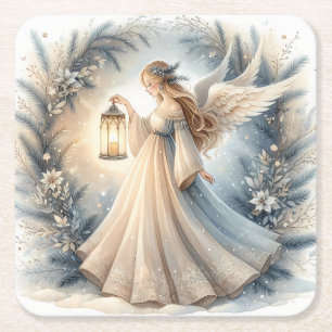 Porta-copo De Papel Quadrado Anjo Lanterna Celestial de Inverno da Paz