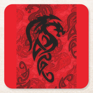 Porta-copo De Papel Quadrado Ano Chinês da Arte Dragão