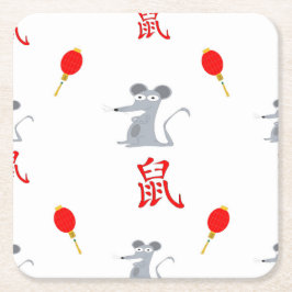 Porta-copo De Papel Quadrado Ano do Rat 2020