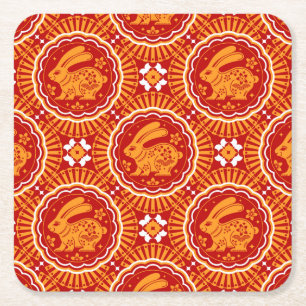 Porta-copo De Papel Quadrado Ano Novo Chinês de Coelho