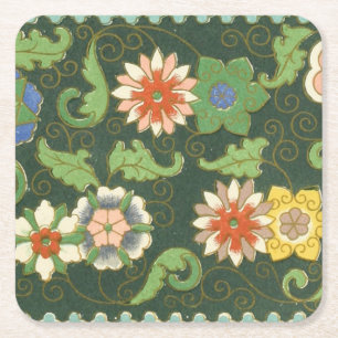 Porta-copo De Papel Quadrado Antigo Padrão Chinês de Cloisonné: Jade Verde